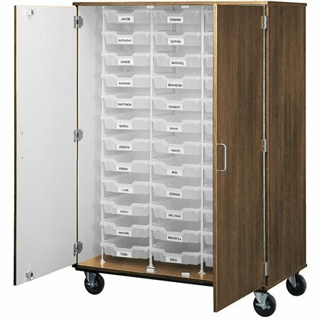 I.D. SYSTEMS 67'' Tall Dark Walnut Mobile Storage Cabinet with 36 3'' Bins 80243F67022 538243F67022